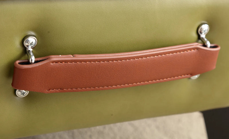 Vintage Ottoman Bench – Tufted Accent Stool with Handle