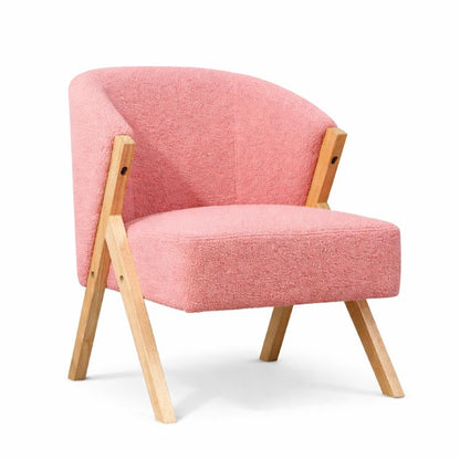 Bouclé Accent Chair – Modern Upholstered Lounge Chair with Wooden Frame