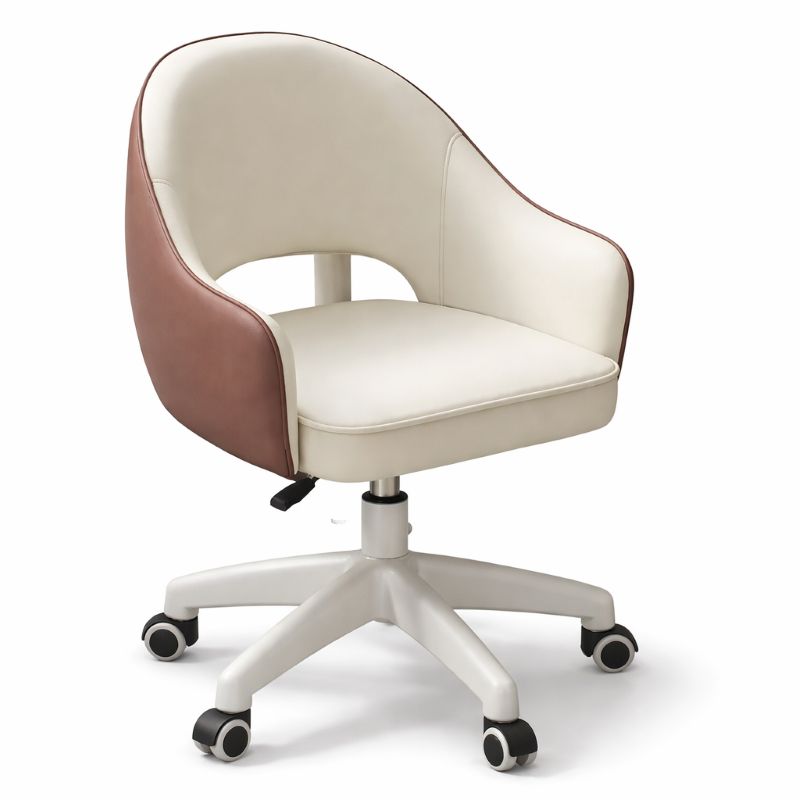 Compact Ergonomic Office Chair - PU Leather and Swivel Base