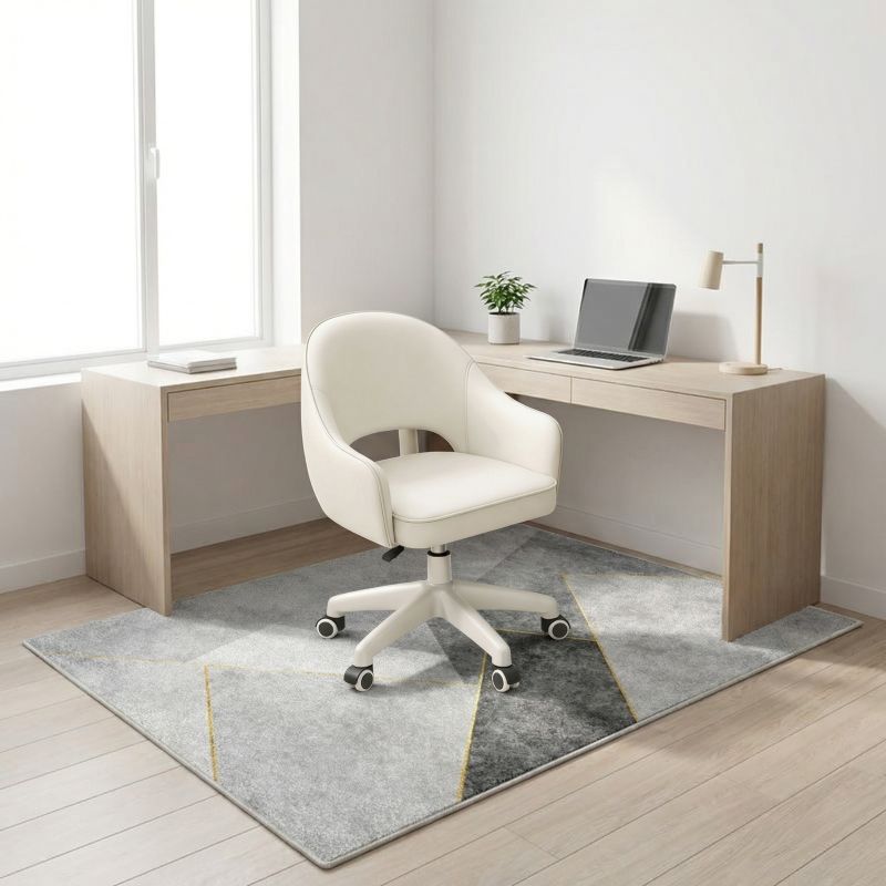 Compact Ergonomic Office Chair - PU Leather and Swivel Base