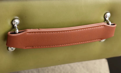 Vintage Ottoman Bench – Tufted Accent Stool with Handle